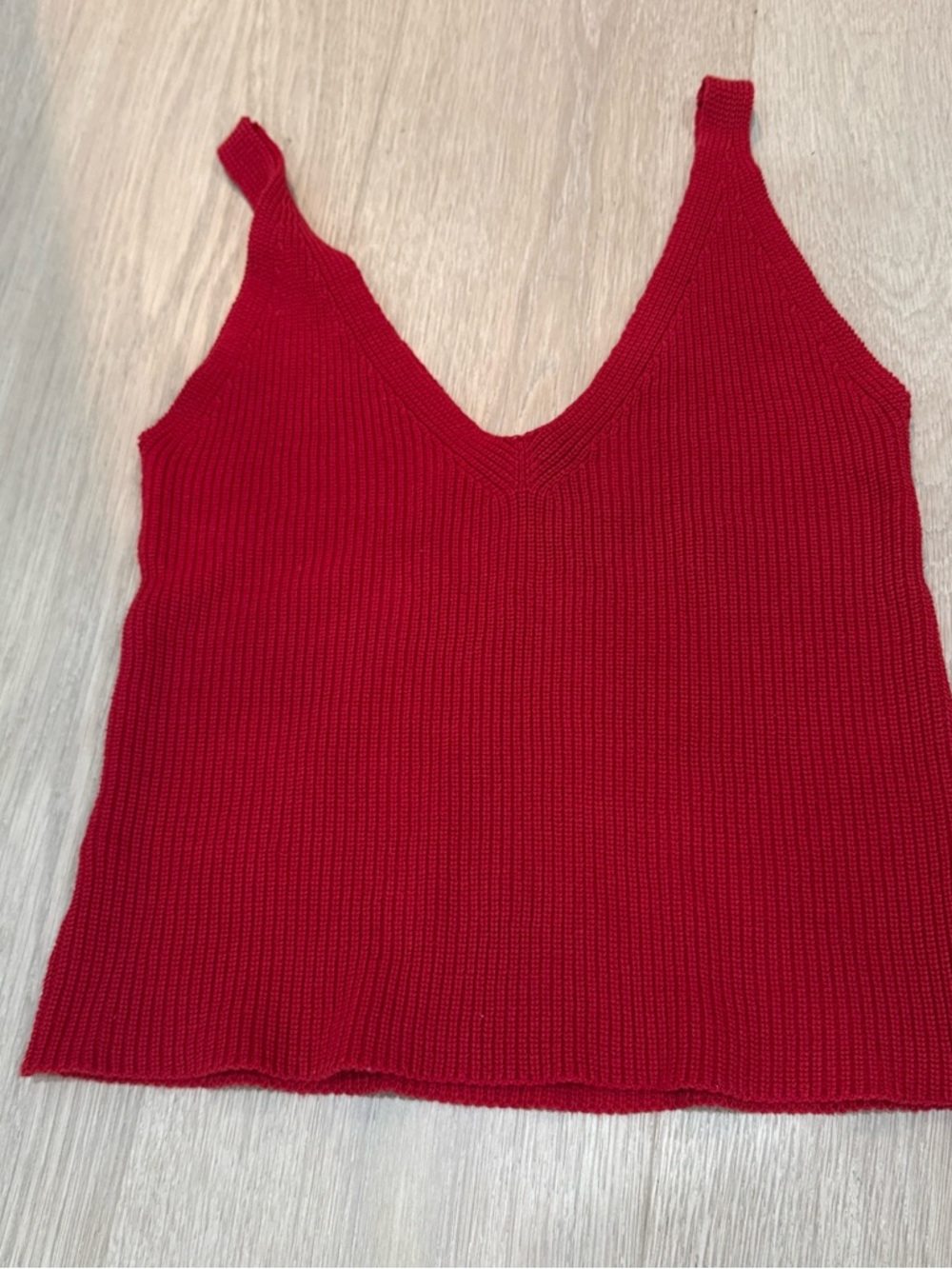 Brandy Melville Bright Red Ribbed Knit Pullover